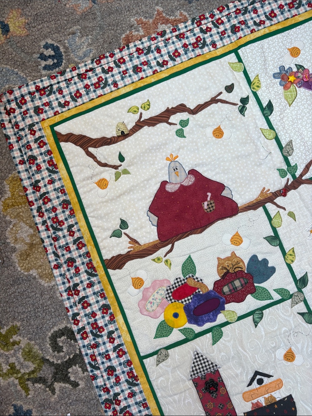 Handmade Folk Art Appliqué Quilt Wall Hanging | Signed 1999 | 30” x 40” - Picture 2 of 12